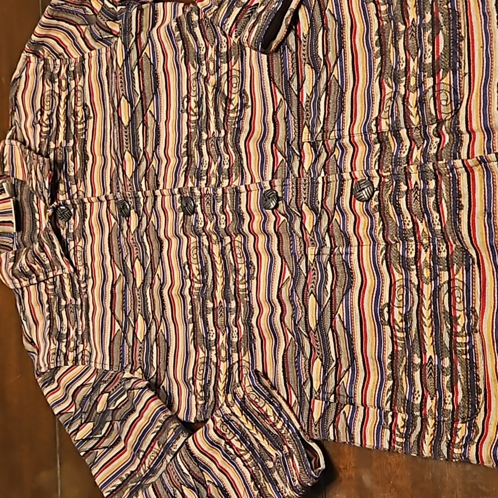 Chicos Design Blazer Aztec Woven Design, Size 1